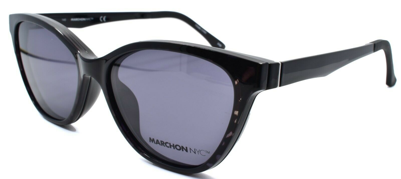 1-Marchon M-1500 001 Women's Eyeglasses 54-15-140 Black + 2 Magnetic Clip Ons-886895485838-IKSpecs
