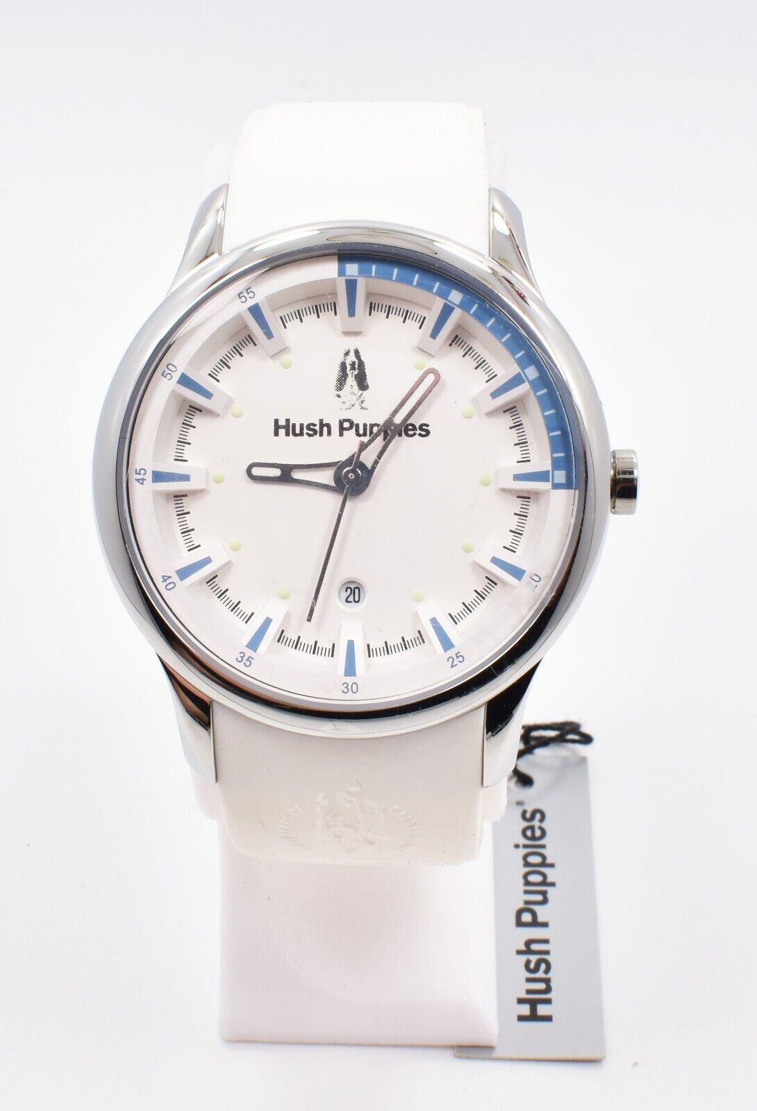 Hush Puppies HP.3570M.9501 Men's Watch Quartz Steel White Rubber NOS w/ Box