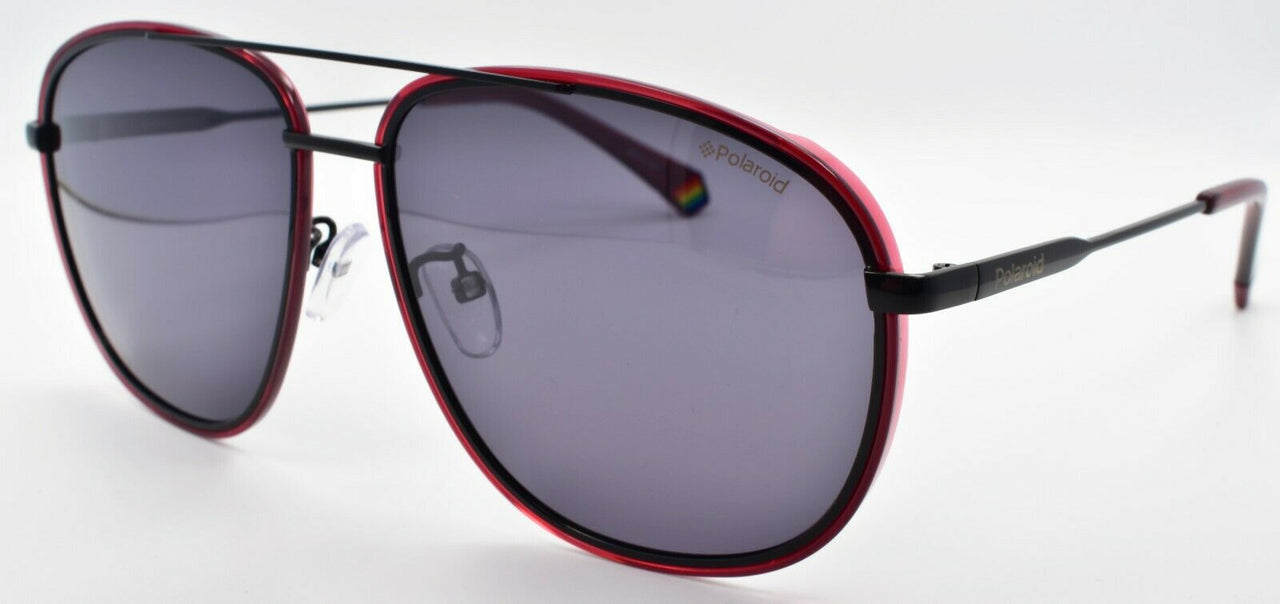 1-Polaroid PLD6118/G/S Men's Sunglasses Aviator Polarized Black Burgundy / Grey-716736266152-IKSpecs