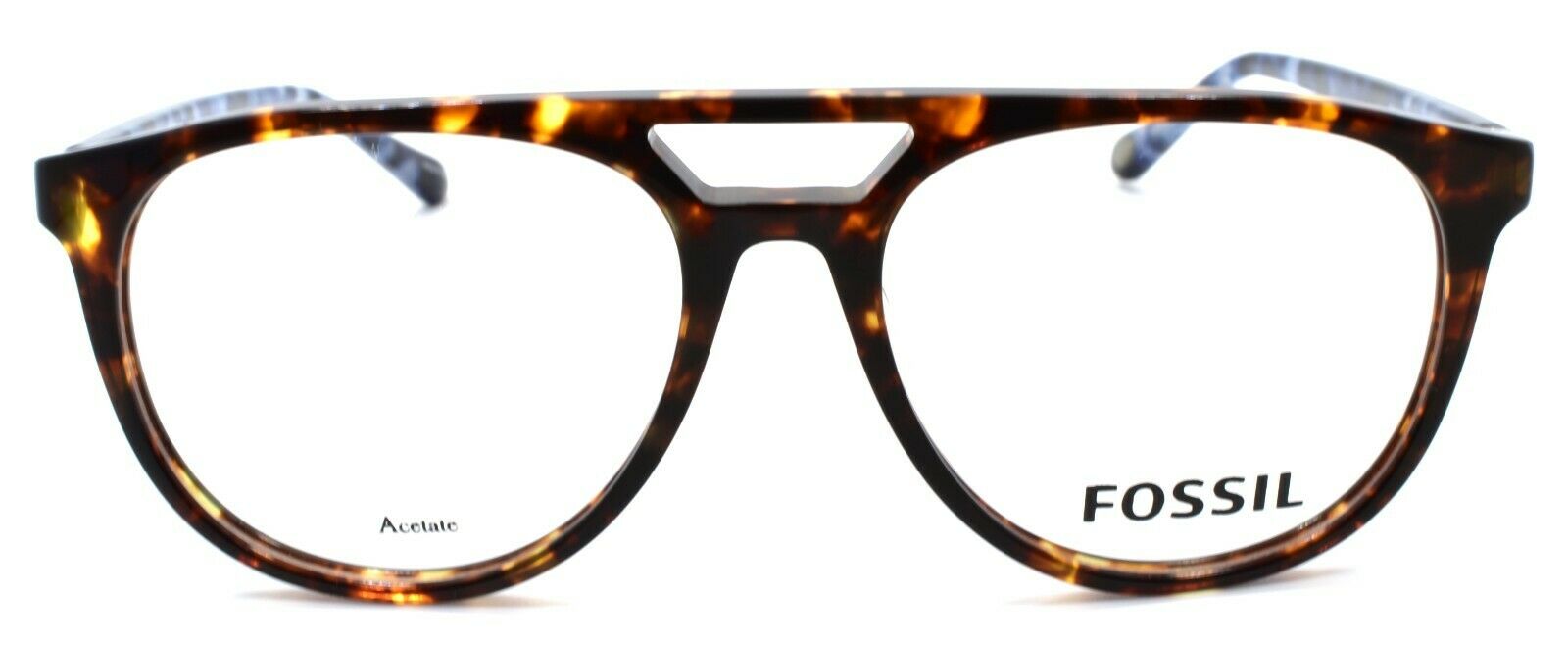 2-Fossil FOS 7054 086 Men's Eyeglasses Frames Aviator 53-16-145 Dark Havana / Blue-716736165844-IKSpecs