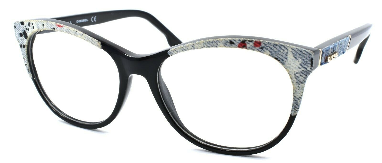 1-Diesel DL5155 005 Women's Eyeglasses Frames 55-16-140 Black / Spotted Denim-664689707751-IKSpecs