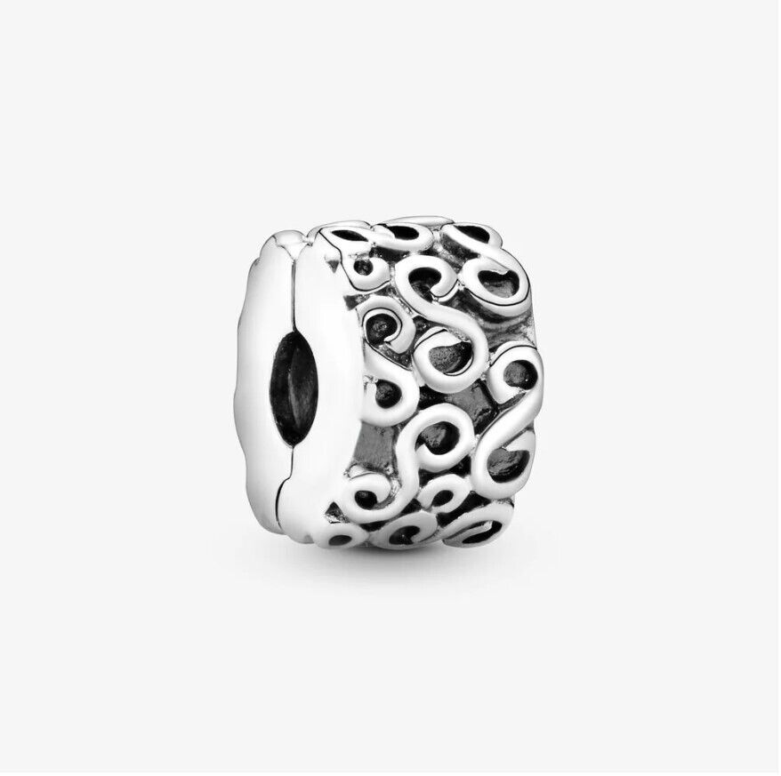 1-Authentic Pandora Charm Swirl Clip 925 Sterling Silver 790338 New in Box-5700302003987-IKSpecs