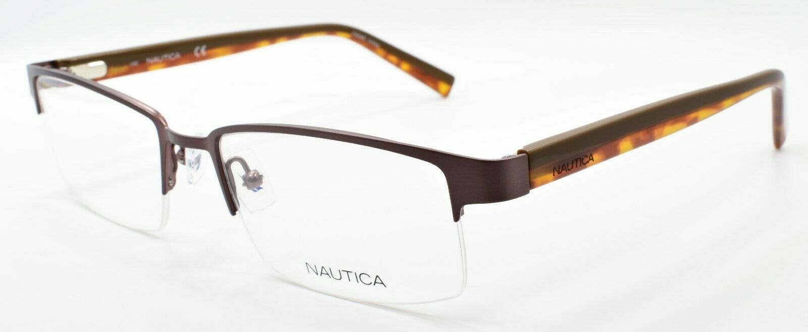 1-Nautica N7229 212 Men's Eyeglasses Frames Half-rim 53-18-140 Light Brown-688940442540-IKSpecs