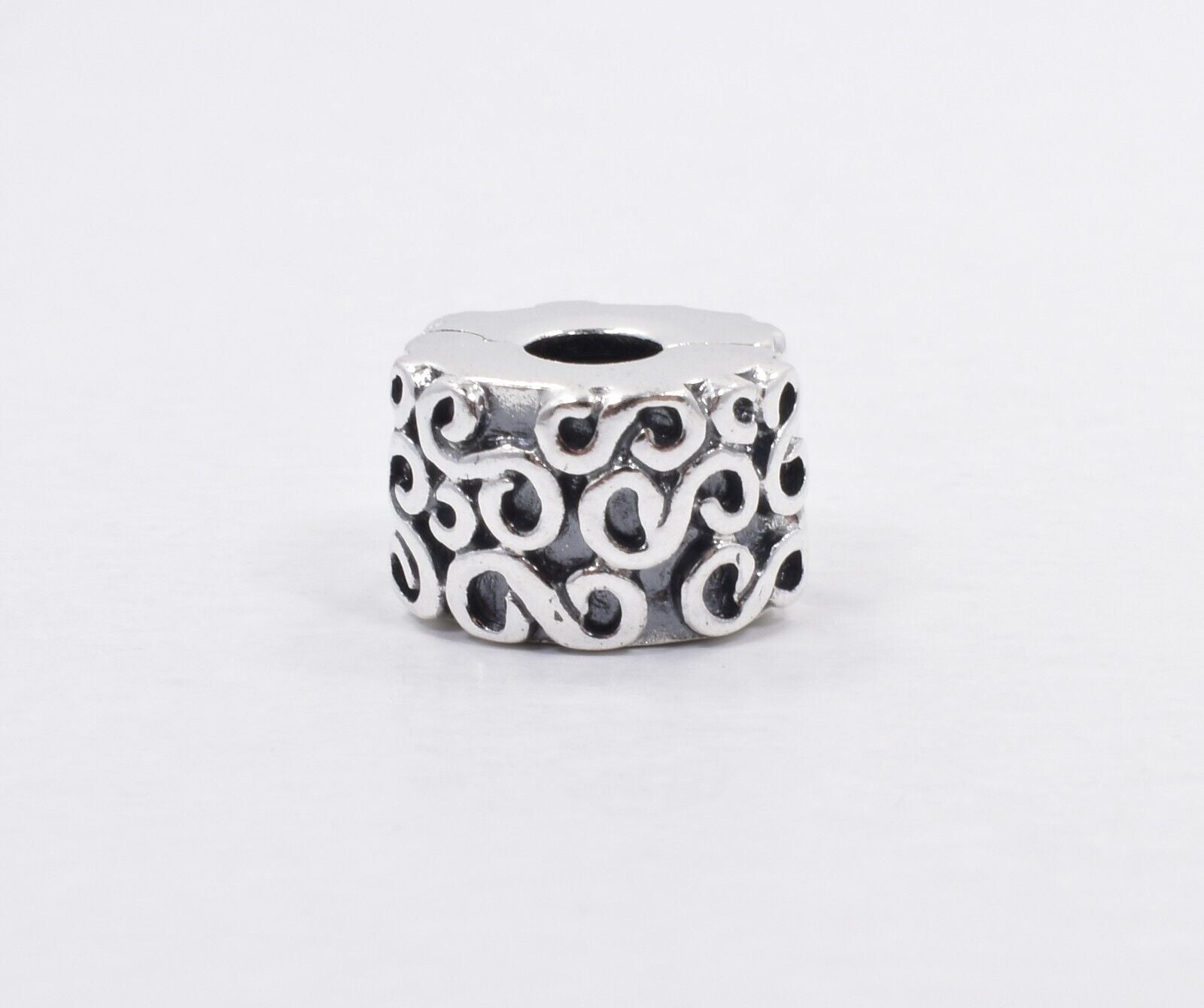 4-Authentic Pandora Charm Swirl Clip 925 Sterling Silver 790338 New in Box-5700302003987-IKSpecs