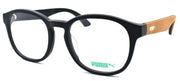 1-PUMA PU0043OA 007 Unisex Eyeglasses Frames 53-20-140 Black w/ Brown Suede-889652015224-IKSpecs