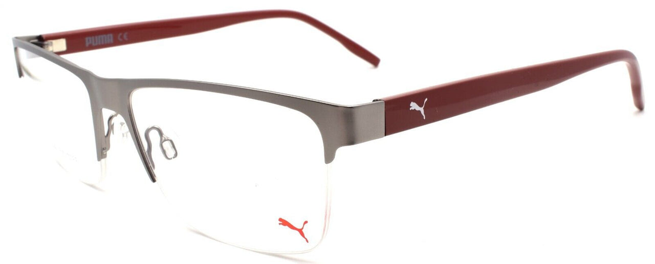 1-PUMA PE0143O 003 Men's Eyeglasses Frames Half-Rim 55-17-145 Ruthenium / Burgundy-889652291406-IKSpecs