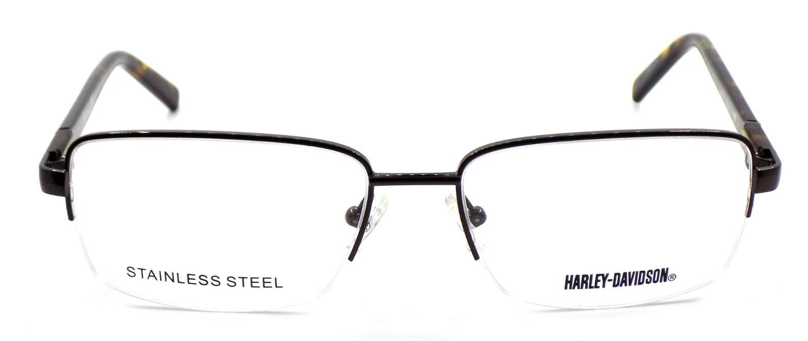 2-Harley Davidson HD0734 048 Men's Half-Rim Eyeglasses Frames 56-17-145 Brown-664689799558-IKSpecs