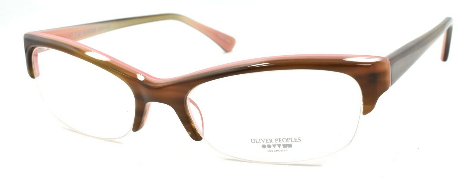 1-Oliver Peoples Boheme OTPI Glasses Frames Half Rim PETITE 51-17-137 Brown / Pink-827934065864-IKSpecs