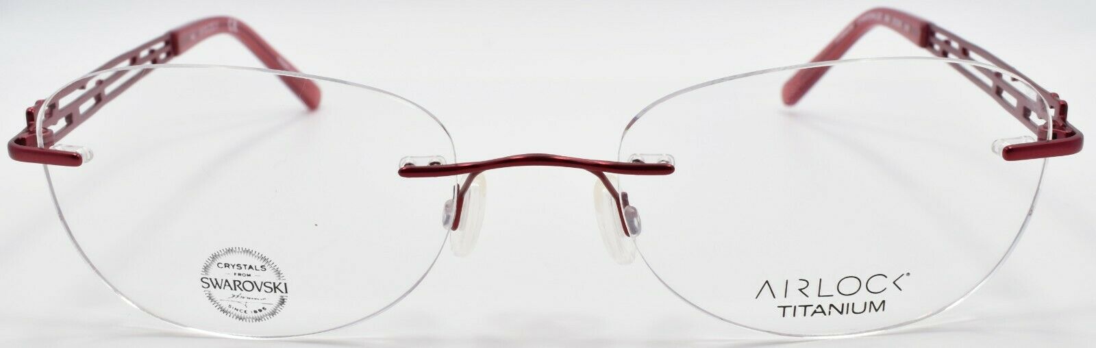 2-Airlock Charisma 202 604 Women's Glasses Rimless 51-18-140 Burgundy w/ Swarovski-886895364829-IKSpecs