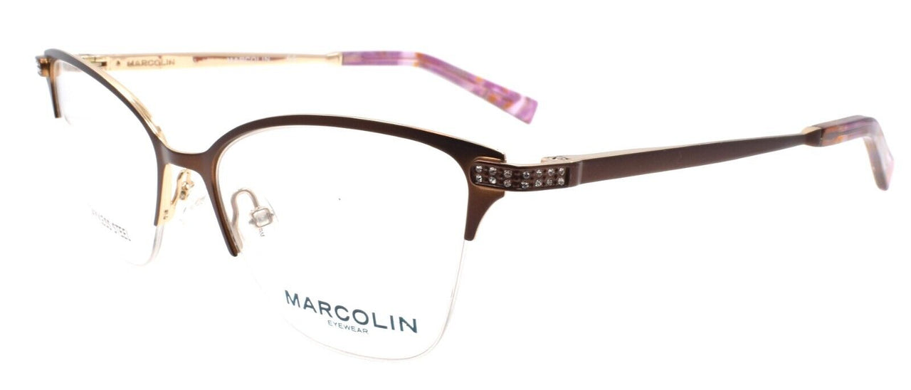 Marcolin MA5020 049 Women's Eyeglasses Frames Half Rim 52-17-135 Brown