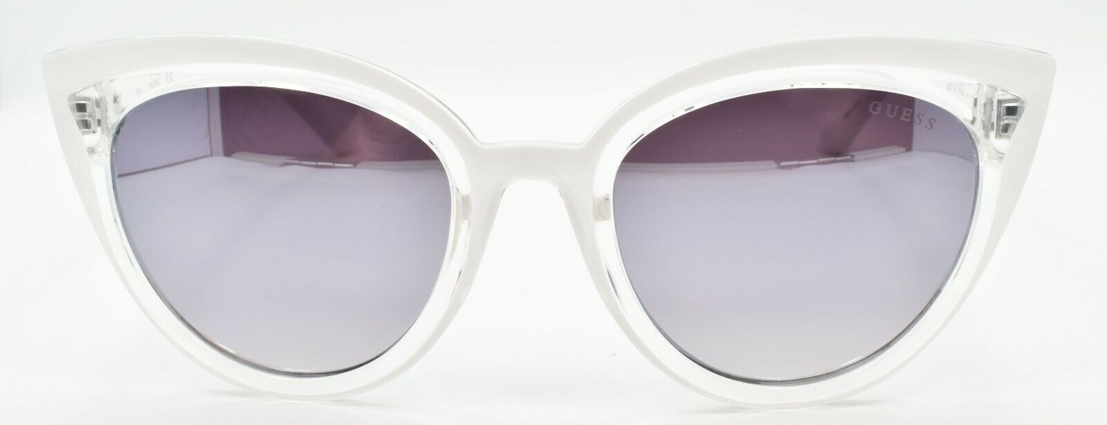 2-GUESS GU7628 24C Women's Sunglasses Cat Eye White & Clear / Mirror Smoke-889214045225-IKSpecs