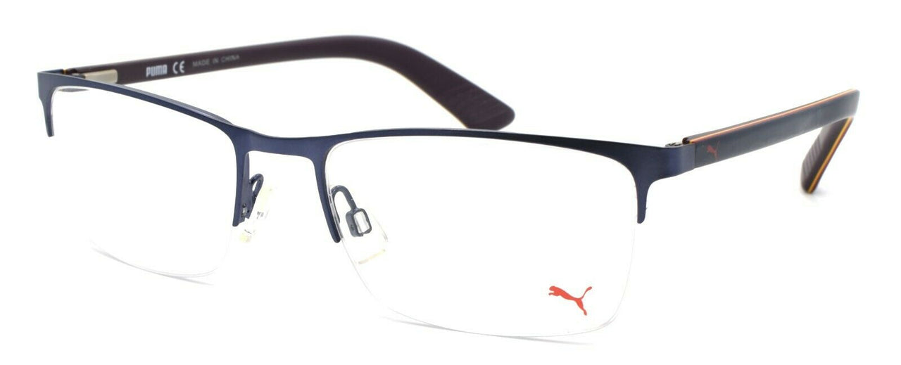 1-PUMA PU0028O 002 Men's Eyeglasses Frames Half-rim 54-18-140 Blue + CASE-889652002538-IKSpecs