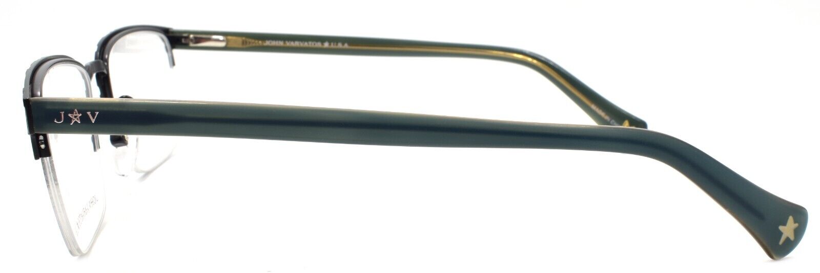 3-John Varvatos VJVC007 Men's Eyeglasses Frames Half-rim 53-18-145 Sage / Black-751286369830-IKSpecs