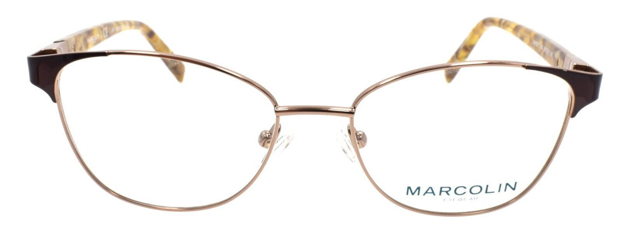 Marcolin MA5021 045 Women's Eyeglasses Swarovski 50-16-140 Shiny Light Brown