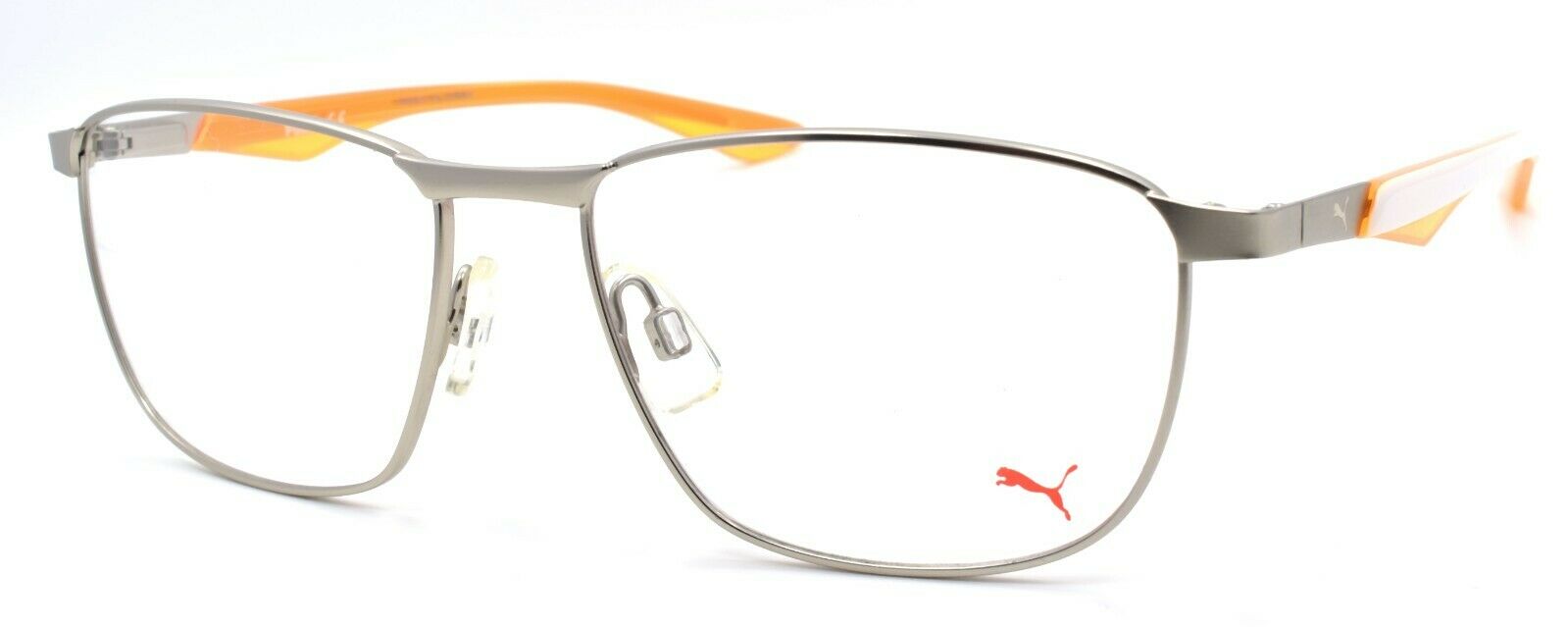 1-PUMA PU0066O 001 Men's Eyeglasses Frames 54-16-140 Silver / White / Orange-889652028316-IKSpecs