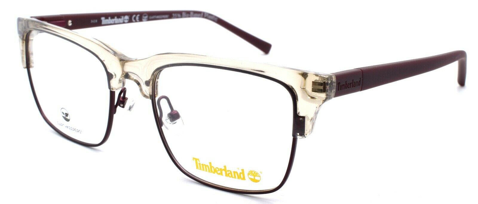 1-TIMBERLAND TB1601 057 Men's Eyeglasses Frames 53-19-145 Beige Crystal / Burgundy-664689964260-IKSpecs