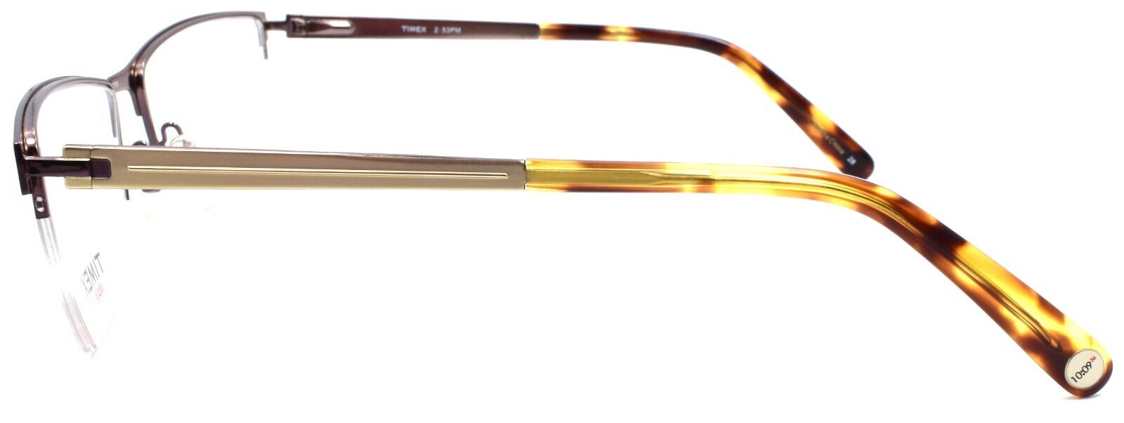 3-Timex 2:53 PM Men's Eyeglasses Frames Half-rim LARGE 57-18-145 Brown-715317205849-IKSpecs