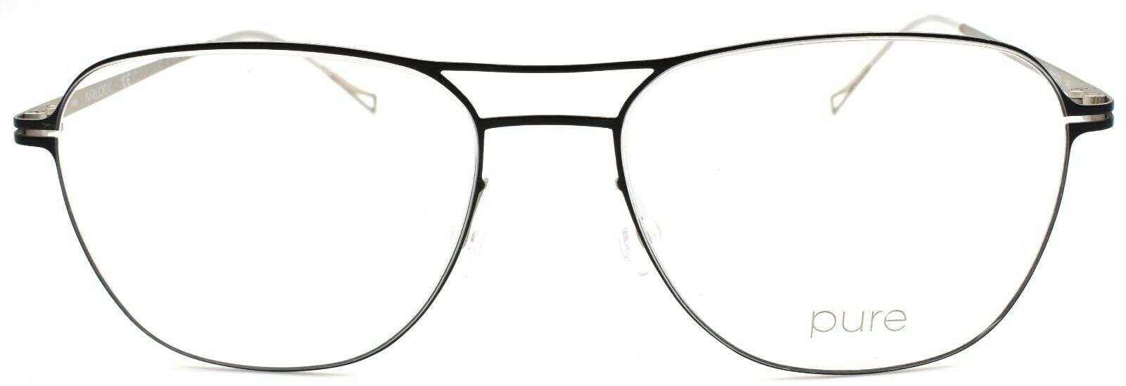 2-Marchon Airlock 4002 001 Men's Eyeglasses Frames Pilot Titanium 55-17-145 Black-886895451055-IKSpecs