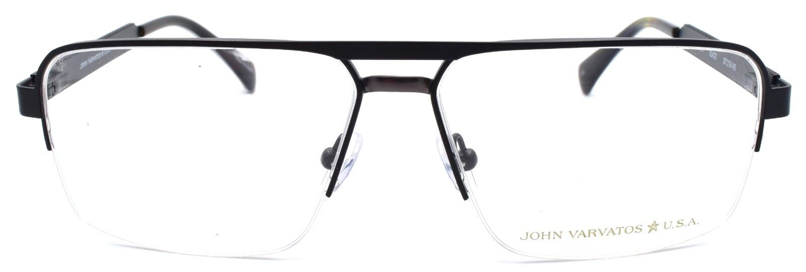 2-John Varvatos VJVC005 Men's Eyeglasses Frames Half-rim 57-13-145 Black-751286356144-IKSpecs