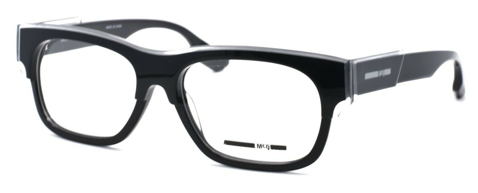 1-McQ Alexander McQueen MQ0027O 004 Unisex Eyeglasses 52-16-145 Crystal / Black-889652010823-IKSpecs