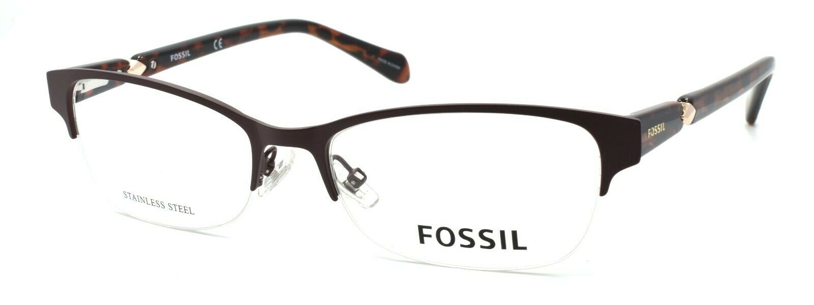 1-Fossil FOS 7000 0EG Women's Eyeglasses Frames Half-rim 53-17-140 Brown Havana-762753772756-IKSpecs