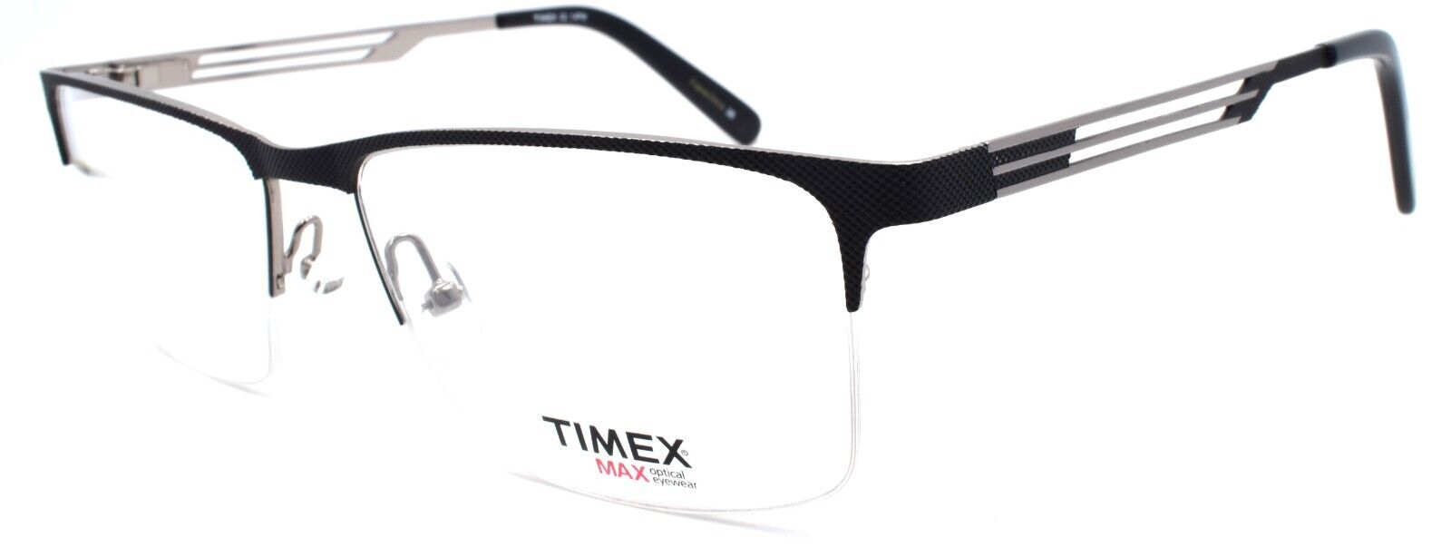 1-Timex 2:14 PM Men's Eyeglasses Frames Half-rim LARGE 57-17-145 Black-715317196857-IKSpecs