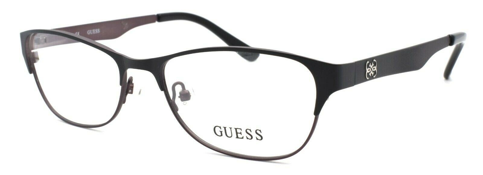 1-GUESS GU2398 BKGUN Women's Eyeglasses Frames 55-16-140 Black / Brown + CASE-715583997394-IKSpecs