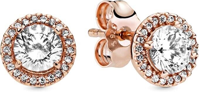 1-Genuine Pandora Round Sparkle Halo Stud Earrings 14k Rose Gold Plated 286272CZ-5700302593815-IKSpecs