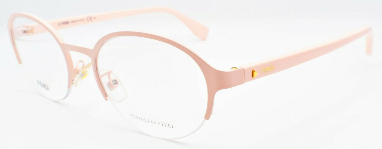 1-Fendi FF 0338/F 8KJ Women's Eyeglasses Frames Half-rim 52-19-140 Matte Pink-716736112572-IKSpecs