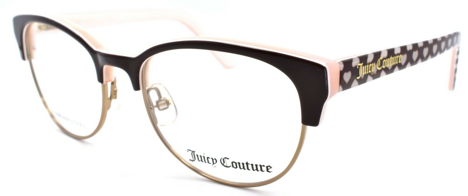 1-Juicy Couture JU928 DQ2 Girls Eyeglasses Frames 45-16-120 Brown / Pink w/ Hearts-762753163905-IKSpecs