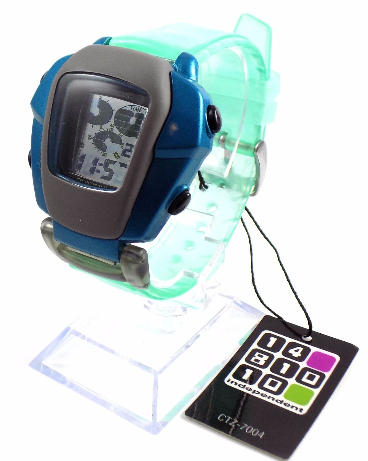 1-CITIZEN INDEPENDENT Digital Watch CTZ-7004 Aqua Green Blue Quirky Retro 90s NOS-Does not apply-IKSpecs