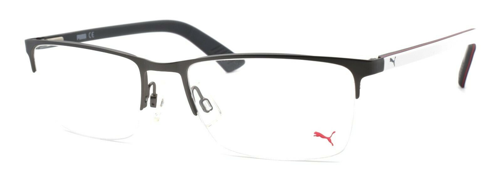 1-PUMA PU0028O 007 Men's Eyeglasses Frames Half-rim 56-18-140 Ruthenium / White-889652002583-IKSpecs