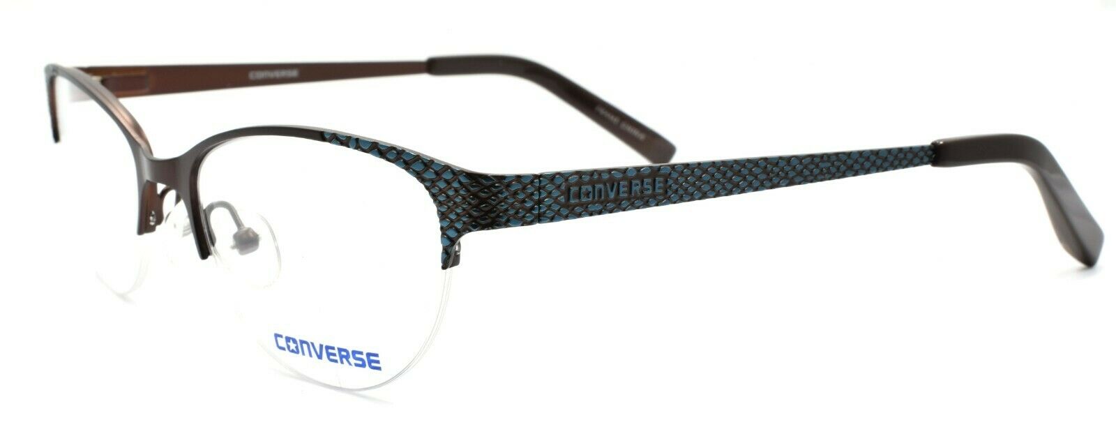 1-CONVERSE Q049 Women's Eyeglasses Frames Half-rim 50-17-130 Brown + CASE-751286288995-IKSpecs