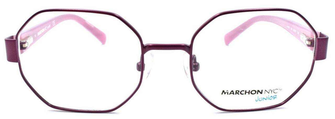 2-Marchon M-7001 505 Kids Girls Eyeglasses Frames Octagon 46-17-130 Plum-886895430333-IKSpecs