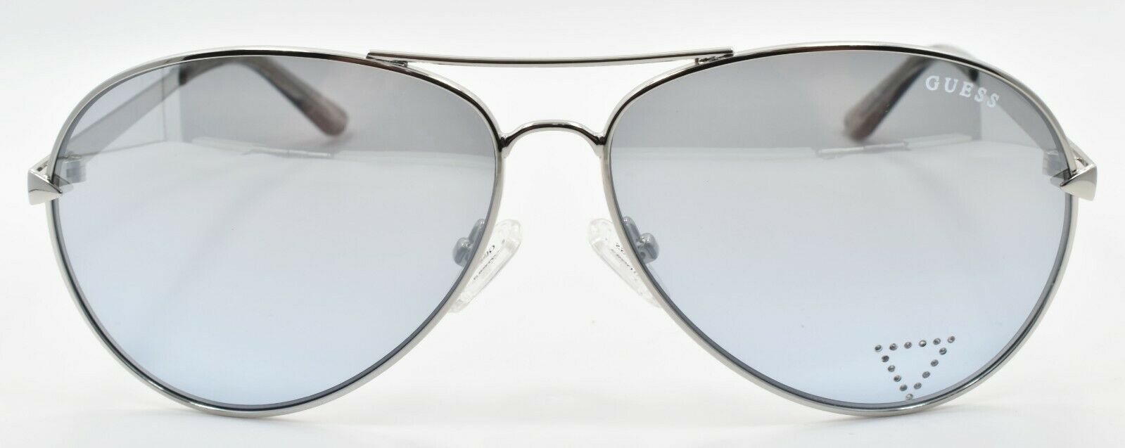 2-GUESS GU7616-S 10X Women's Sunglasses Aviator 58-12-140 Shiny Nickeltin / Blue-889214091475-IKSpecs