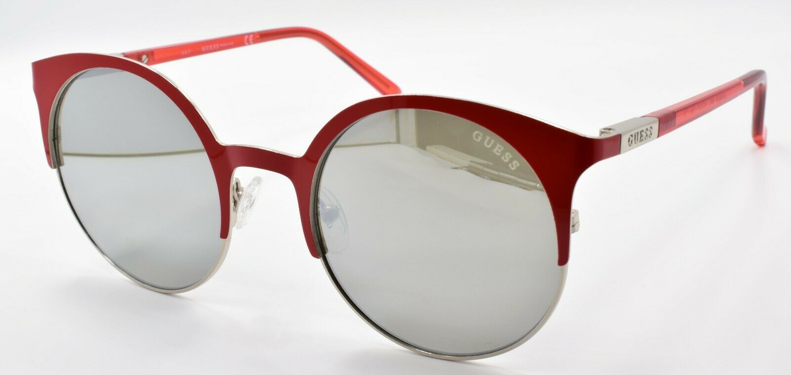 1-GUESS GU3036 68C Women's Sunglasses Round 51-21-135 Red / Silver Mirrored-664689952526-IKSpecs