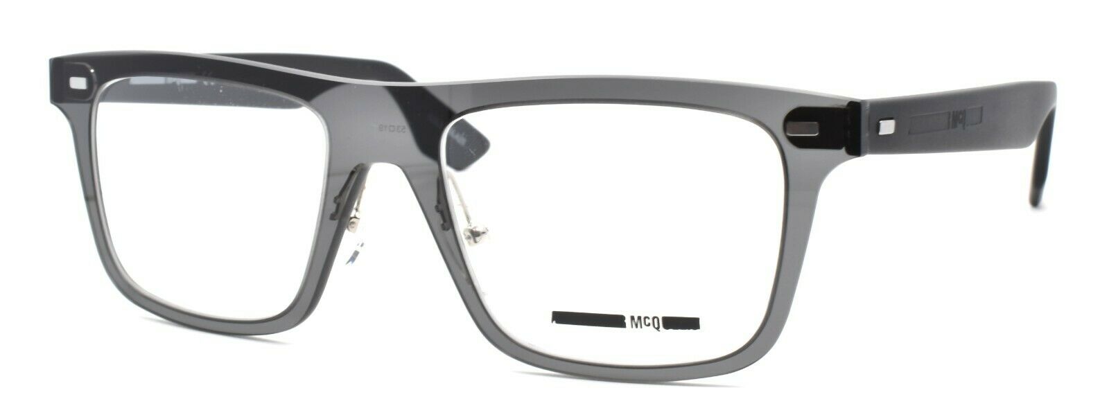 1-McQ Alexander McQueen MQ0024O 001 Unisex Eyeglasses 53-19-145 Transparent Gray-889652010670-IKSpecs