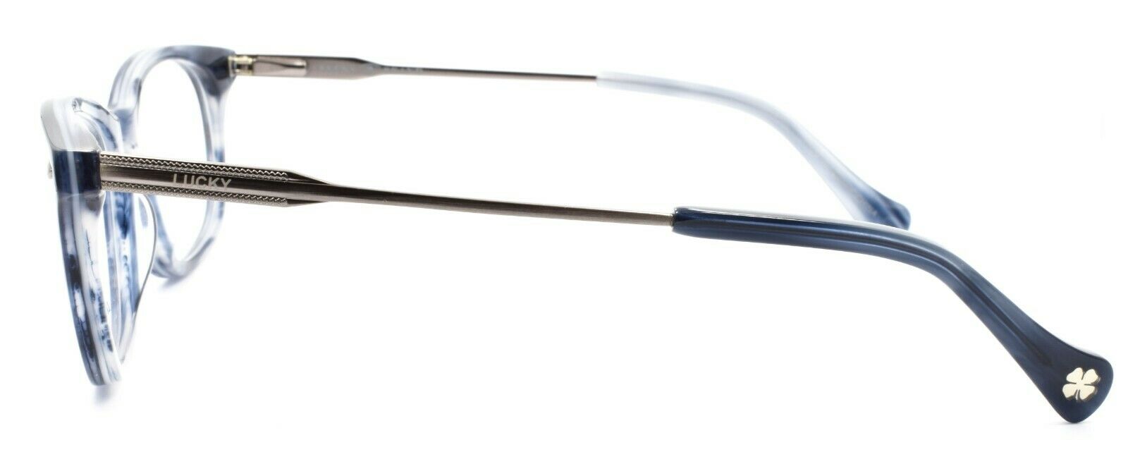 3-LUCKY BRAND Spectator Unisex Eyeglasses Frames 49-18-140 Blue Horn + CASE-751286221237-IKSpecs