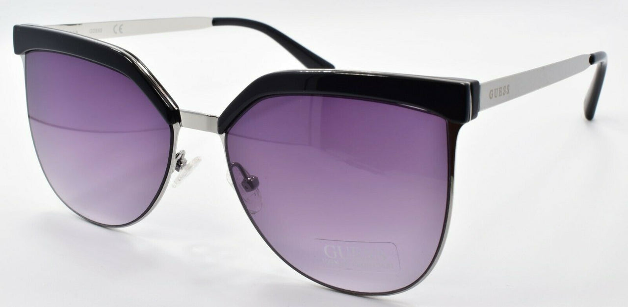 GUESS GF0349 10B Women's Sunglasses Cat Eye 59-18-145 Light Nickeltin / Smoke