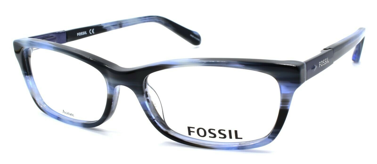 1-Fossil FOS 6049 1F0 Women's Eyeglasses Frames 53-16-140 Striated Blue-716737697849-IKSpecs