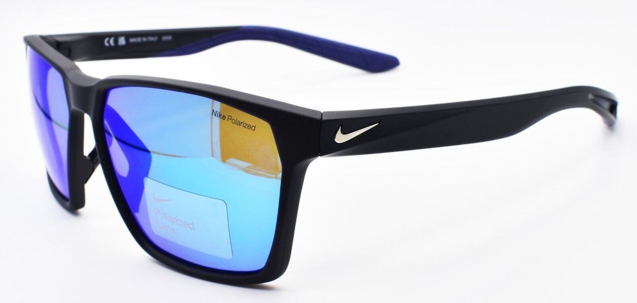 Nike Maverick P EV1097 011 Sunglasses Matte Black / Blue Mirror Polarized Italy