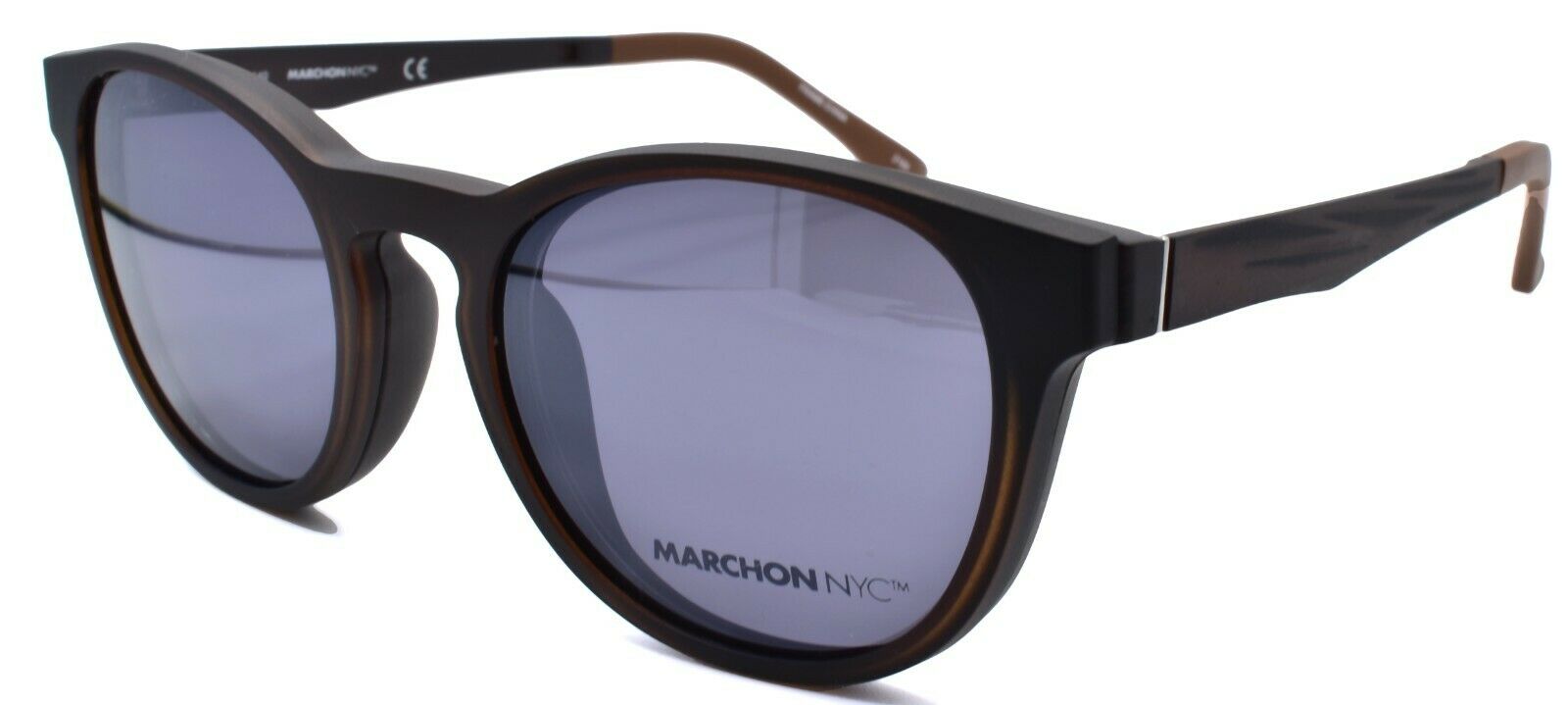 1-Marchon M-1502 210 Eyeglasses Frames 50-19-140 Matte Brown + 2 Magnetic Clip Ons-886895484367-IKSpecs
