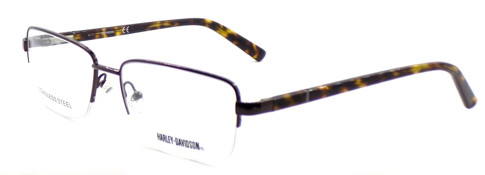 1-Harley Davidson HD0734 048 Men's Half-Rim Eyeglasses Frames 56-17-145 Brown-664689799558-IKSpecs