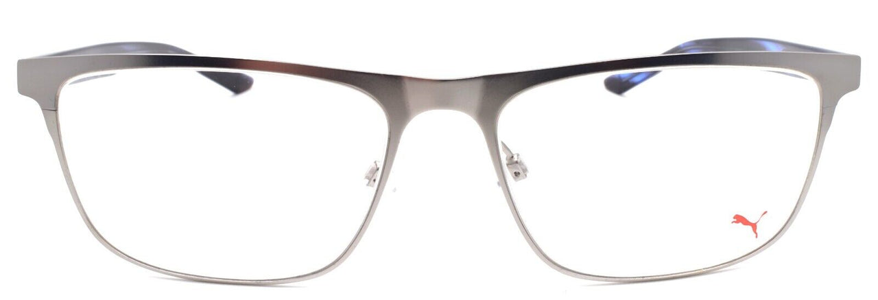 2-PUMA PU0124O 008 Men's Eyeglasses Frames Large 59-18-145 Silver / Blue Havana-889652106373-IKSpecs