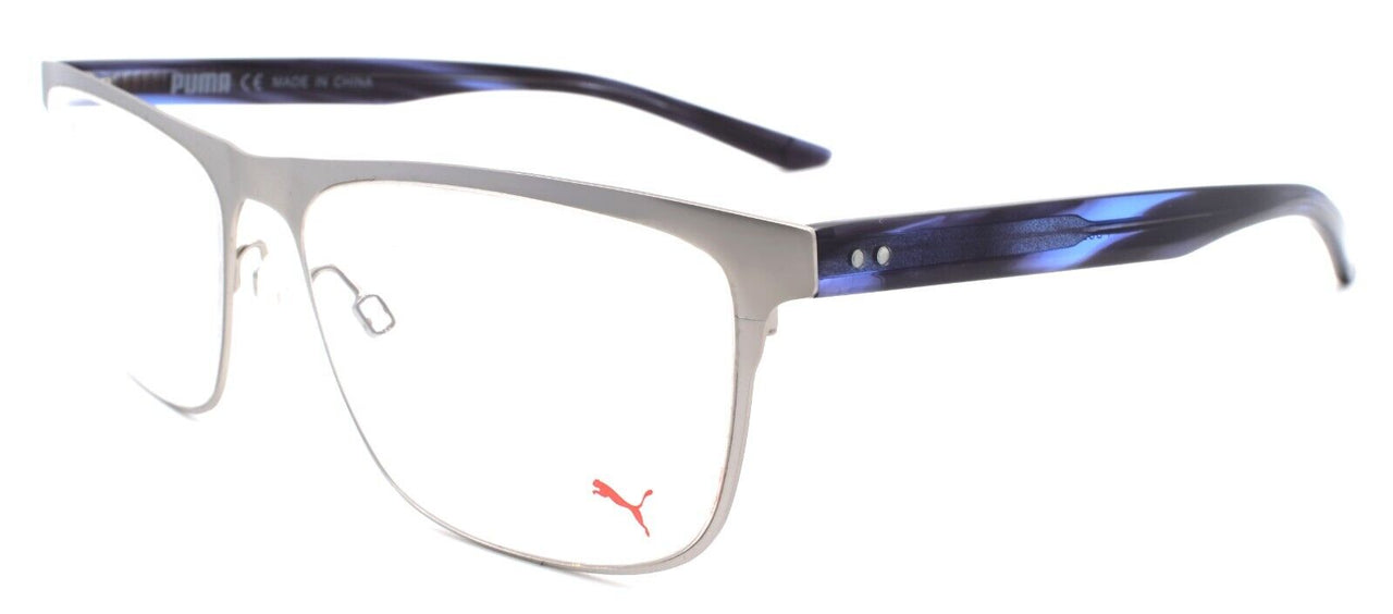 1-PUMA PU0124O 008 Men's Eyeglasses Frames Large 59-18-145 Silver / Blue Havana-889652106373-IKSpecs