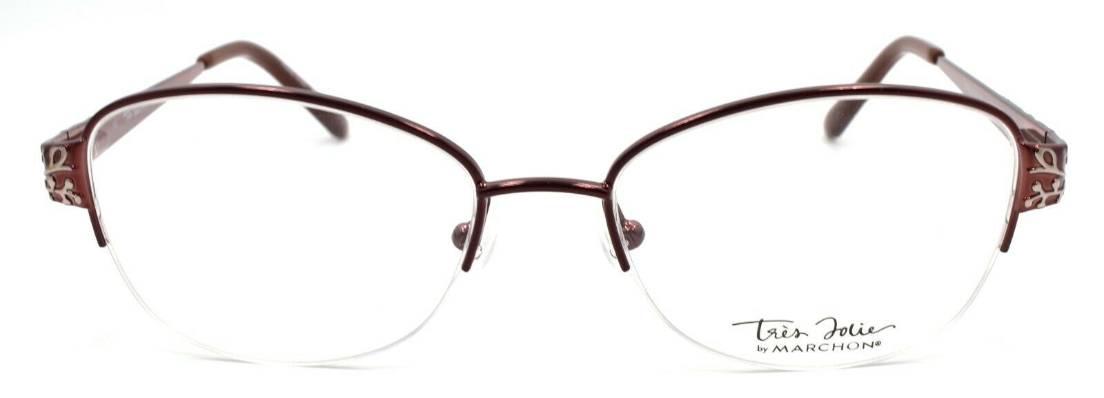 2-Marchon Tres Jolie 188 604 Women's Eyeglasses Frames Half-rim 52-17-140 Bordeaux-886895465052-IKSpecs