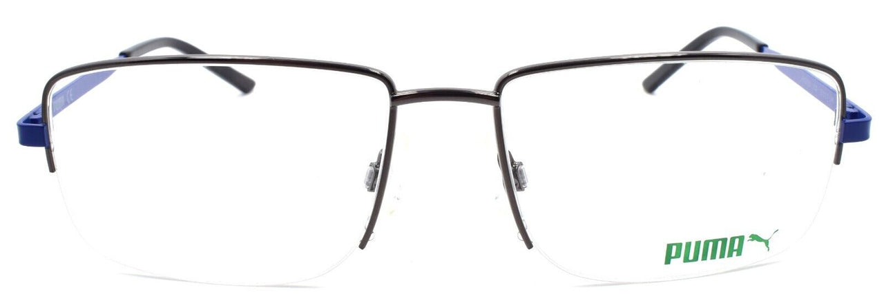 2-PUMA PU0215O 002 Men's Eyeglasses Frames Half-Rim 57-17-145 Ruthenium / Blue-889652182834-IKSpecs