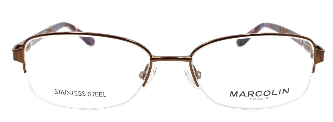 Marcolin MA5011 045 Women's Eyeglasses Frames Half Rim 54-17-140 Shiny Brown