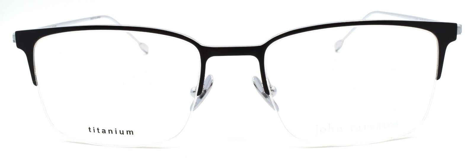 2-John Varvatos V172 Men's Eyeglasses Half-rim Titanium 55-19-145 Black / Silver-751286322835-IKSpecs