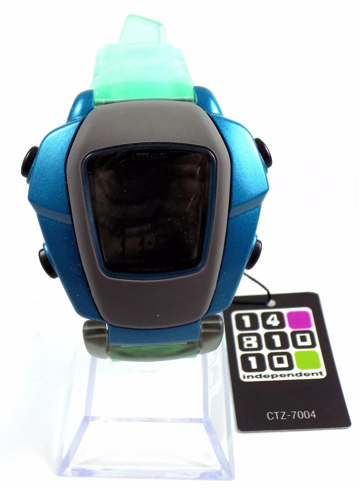 2-CITIZEN INDEPENDENT Digital Watch CTZ-7004 Aqua Green Blue Quirky Retro 90s NOS-Does not apply-IKSpecs